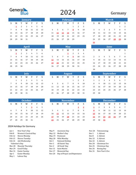 holiday calendar germany 2024